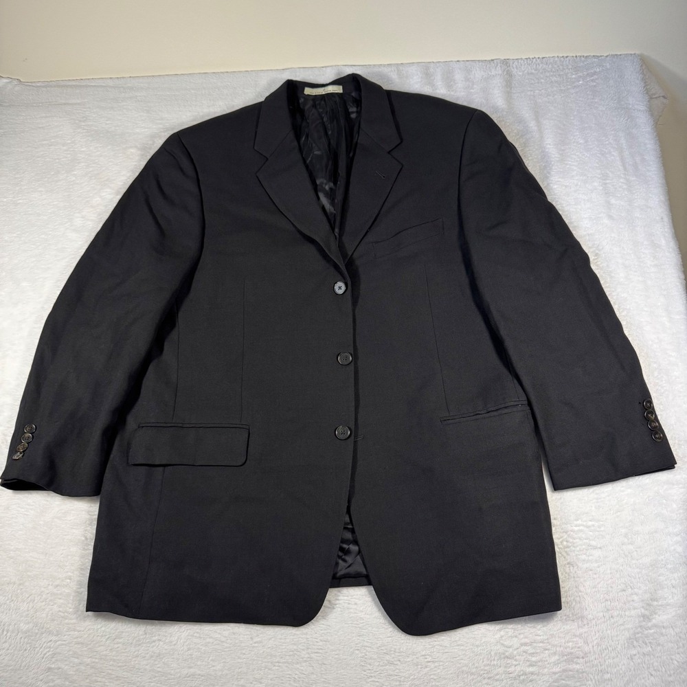 Joseph Abboud Blazer Mens 43R Black Suit 3-Button 100% Wool Sport Coat USA Made